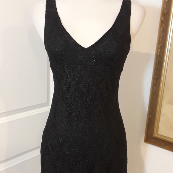 Lace Shimmer Black Fringe Dress - Picture 2 of 7